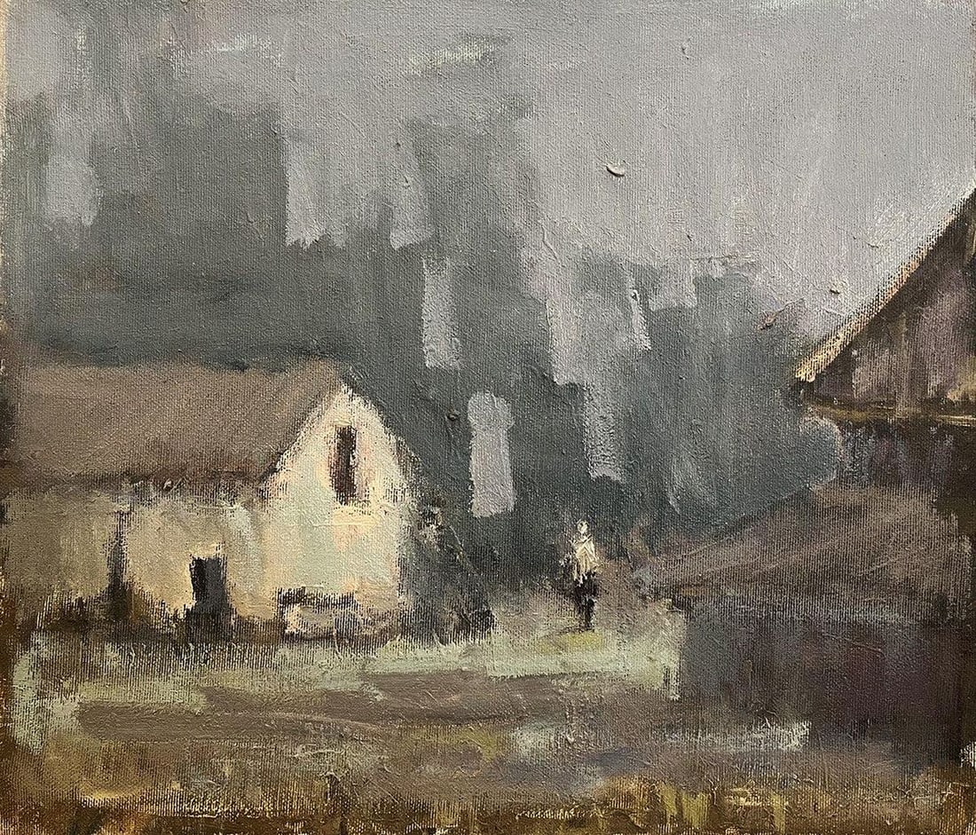 Oil painting Abandoned village Volodymyr Pashchenko: Title: Oil painting Abandoned village Volodymyr Pashchenko Description: No.Galler 277*** ABOUT THIS PAINTING **** TITLE: "Abandoned village"* ARTISTS: Volodymyr Pashchenko* SIZE: 35x40 cm/13.77x15.74 