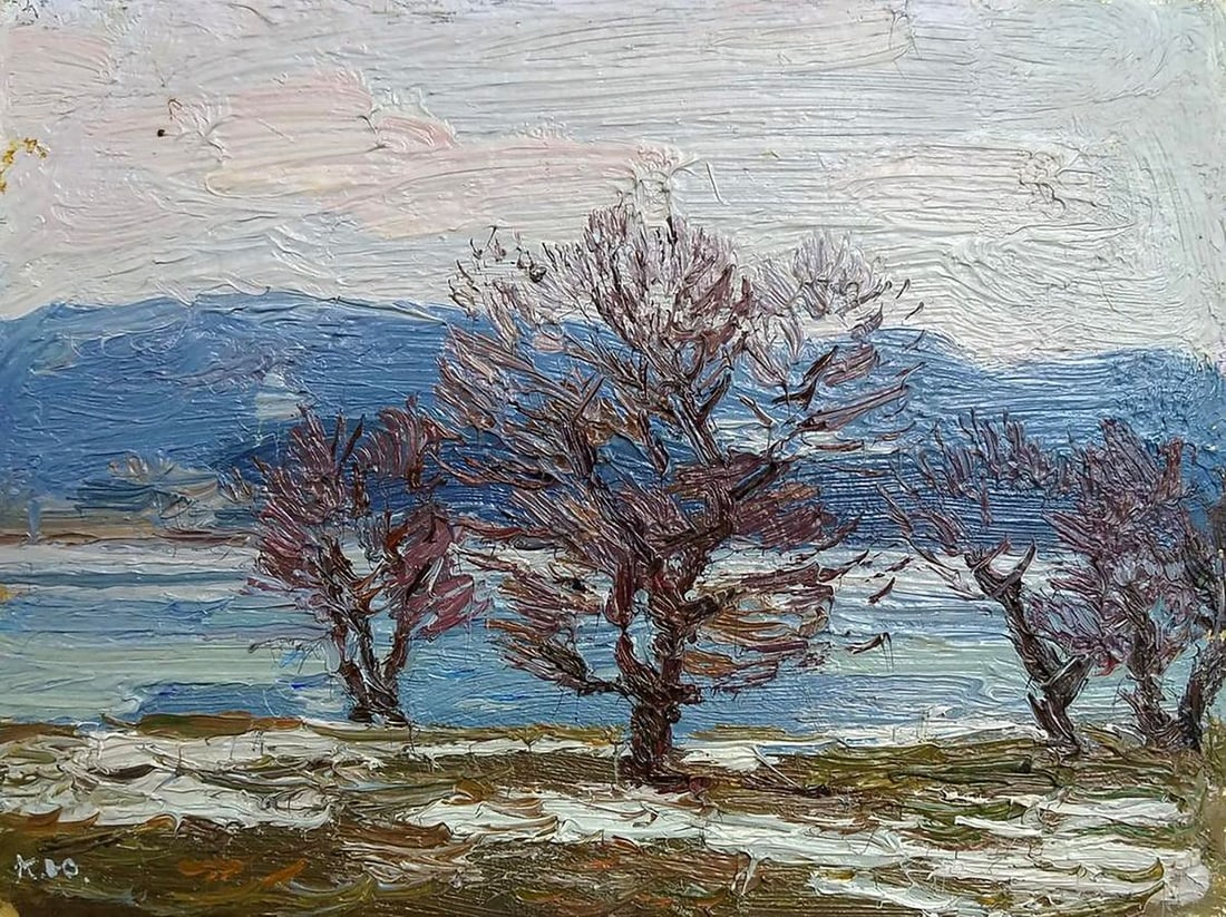 Oil painting The snow is melting Yury Konovalov: Title: Oil painting The snow is melting Yury Konovalov Description: No.Galler 376*** ABOUT THIS PAINTING **** TITLE: "The snow is melting"* ARTISTS: Yury Konovalov* SIZE: 15x20 cm/5.90x7.87 inches'* M