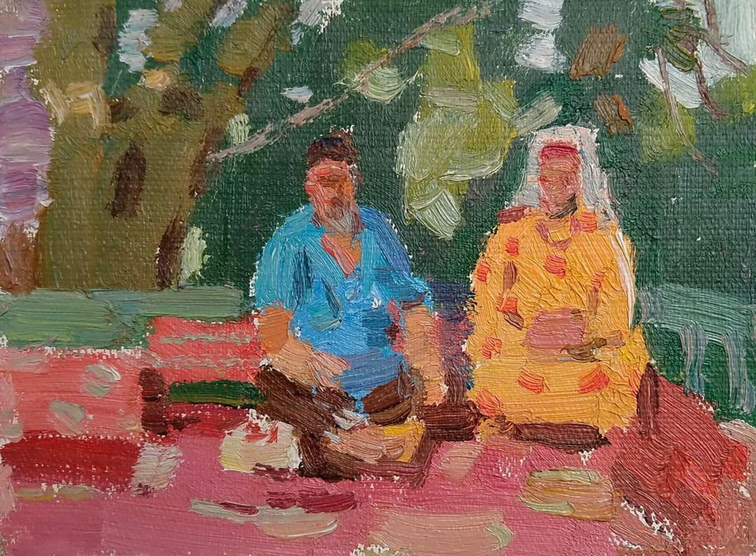 Oil painting Tea party Yury Konovalov: Title: Oil painting Tea party Yury Konovalov Description: No.Galler 380*** ABOUT THIS PAINTING **** TITLE: "Tea party"* ARTISTS: Yury Konovalov* SIZE: 15x20 cm/5.90x7.87 inches'* MEDIUM: oil, cardboar