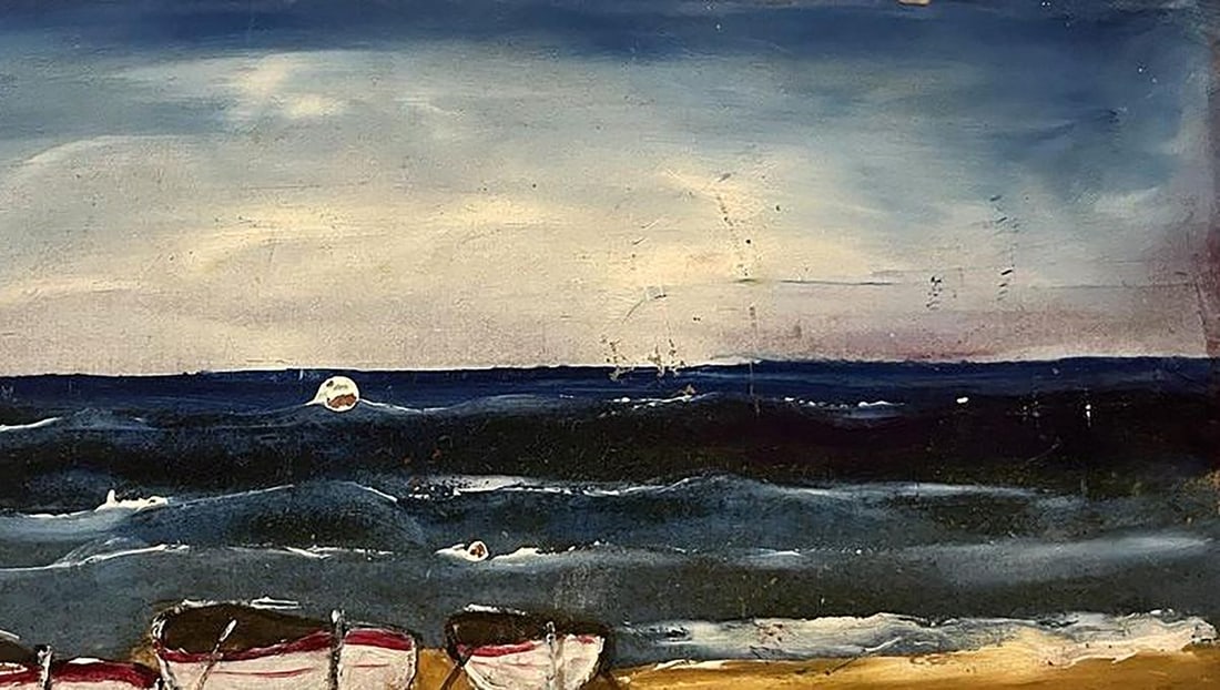 Oil painting Boats on the shore Unknown artist - 5