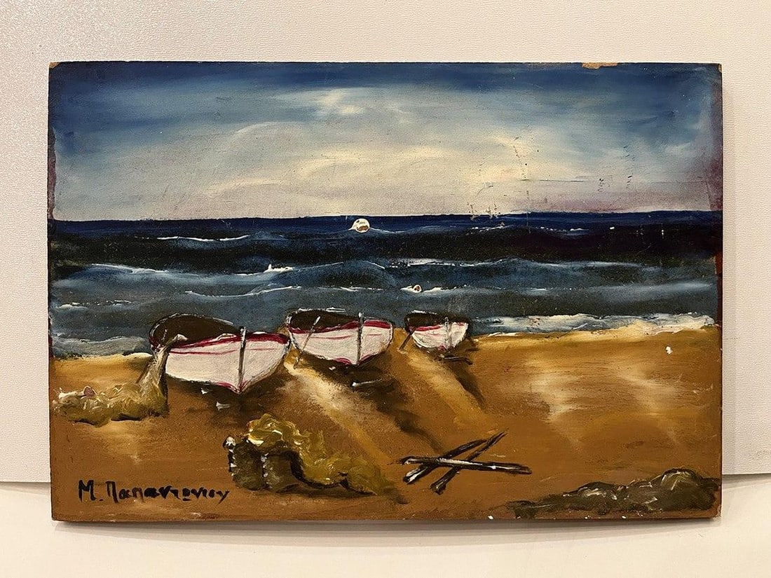 Oil painting Boats on the shore Unknown artist - 8