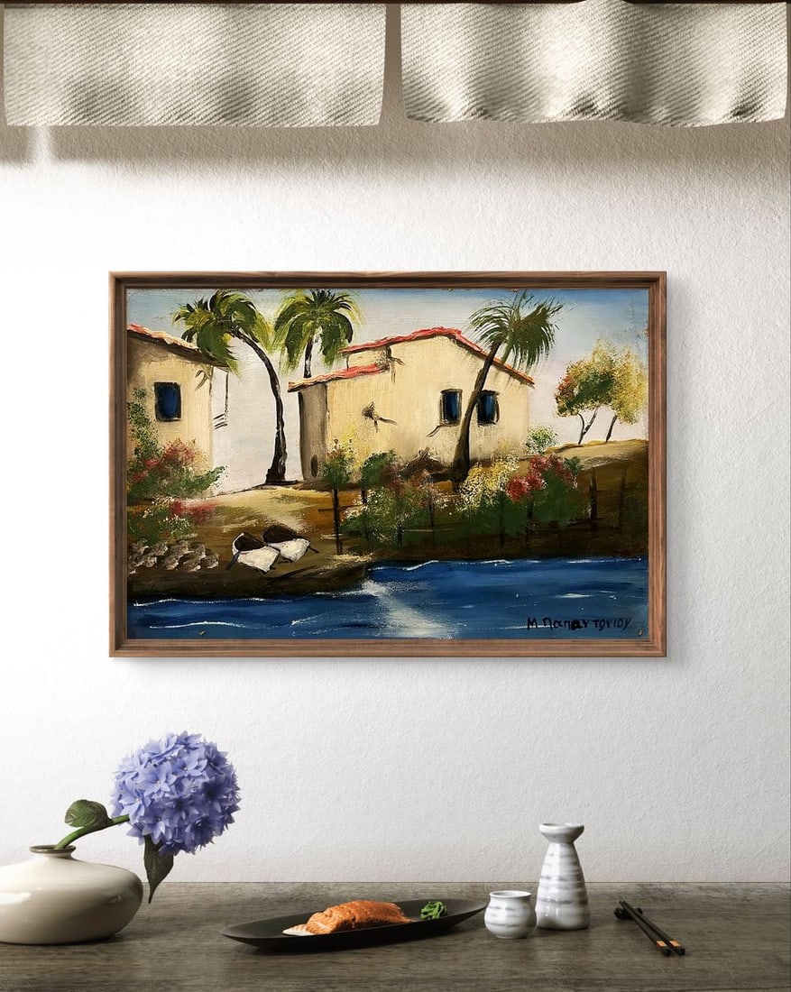Oil painting Houses by the sea Unknown artist - 3