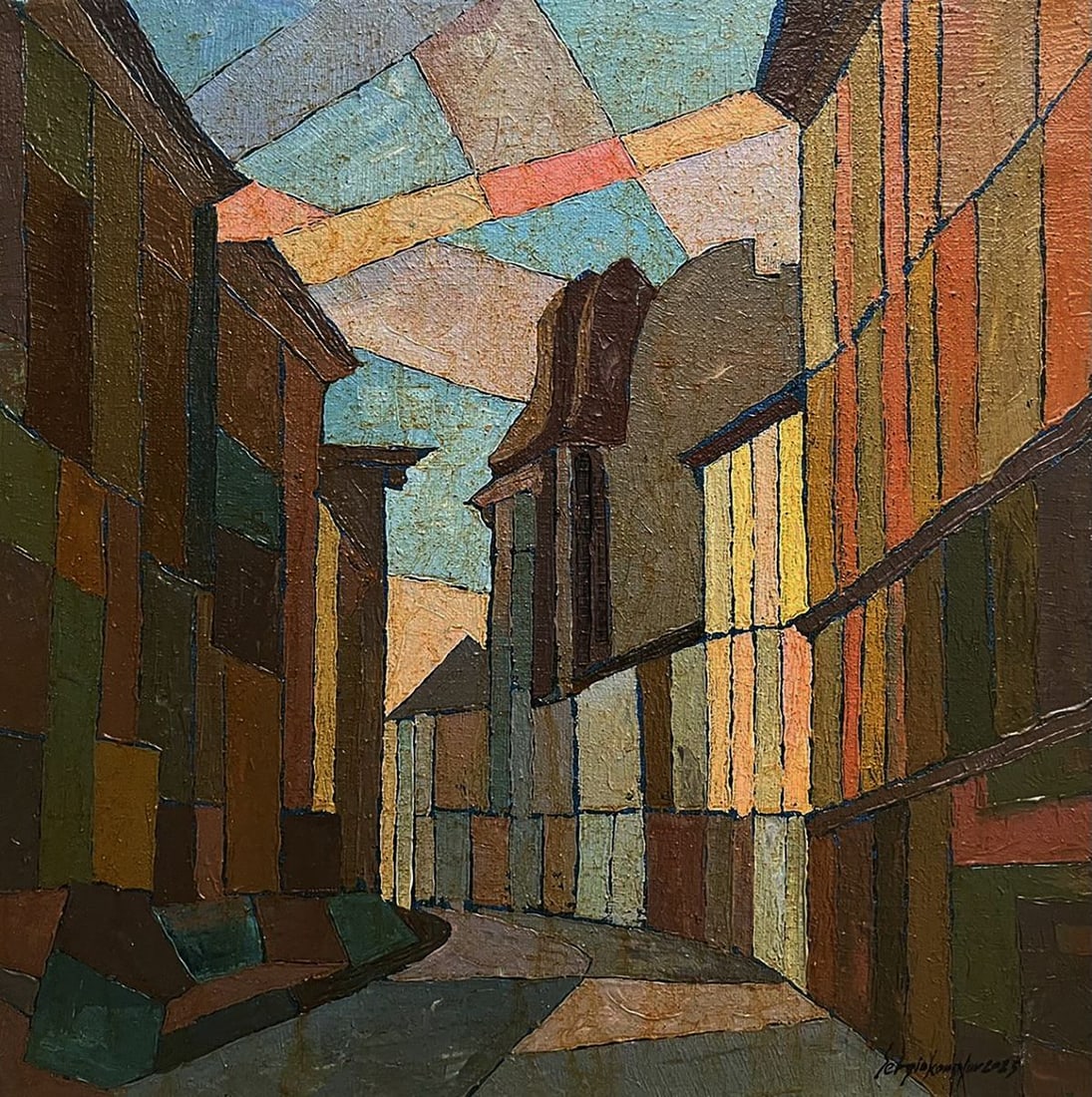 Oil painting Closer to the center Serhiy Kovalev: Title: Oil painting Closer to the center Serhiy Kovalev Description: No.Galler 64*** ABOUT THIS PAINTING **** TITLE: "Closer to the center" - Urban motif part one* ARTISTS: Serhiy Kovalev* SIZE: 75x75