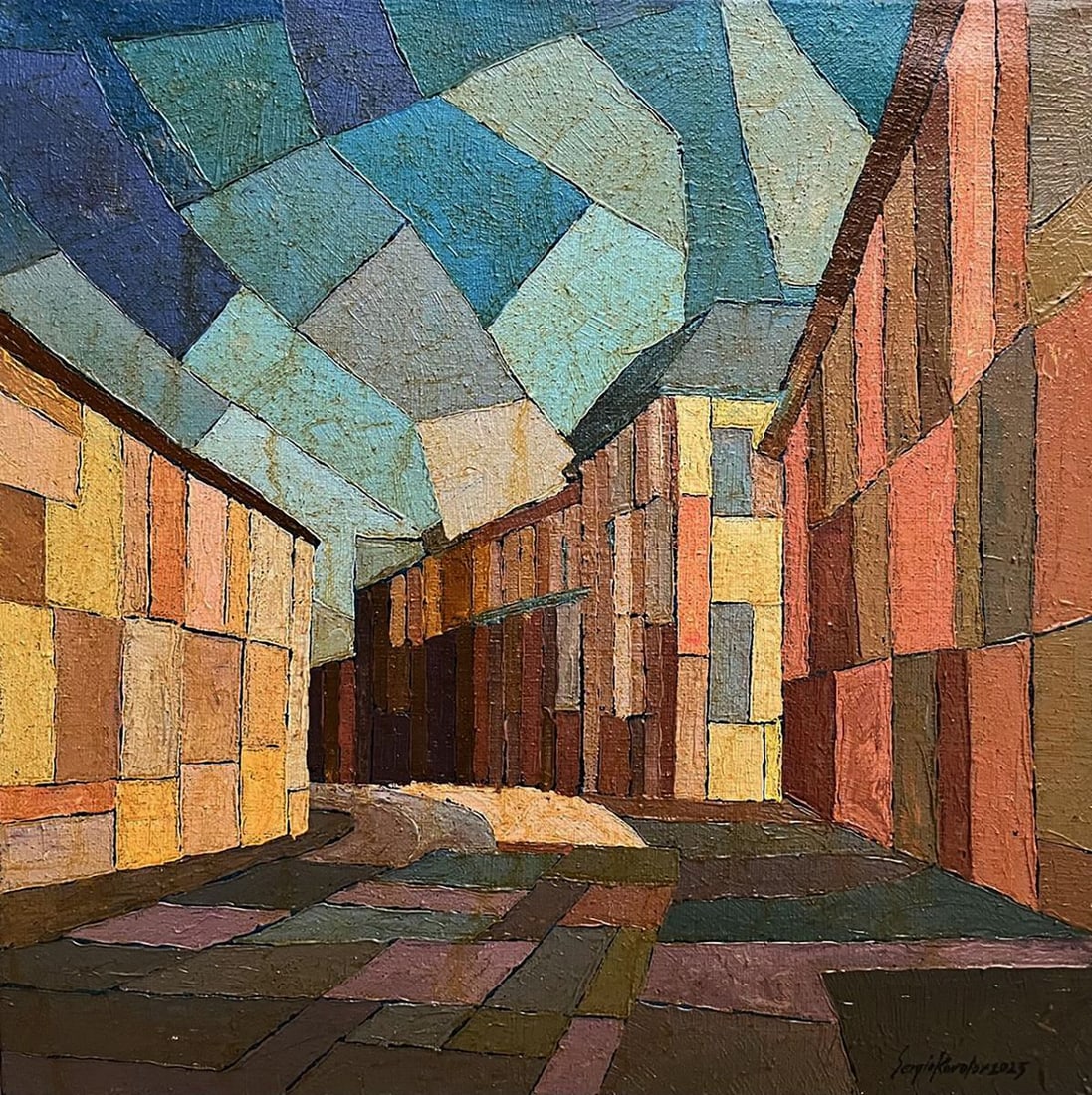 Oil painting City square Serhiy Kovalev: Title: Oil painting City square Serhiy Kovalev Description: No.Galler 67*** ABOUT THIS PAINTING **** TITLE: "City square" - Urban motif part four* ARTISTS: Serhiy Kovalev* SIZE: 70x70 cm/27.55x27.55 i