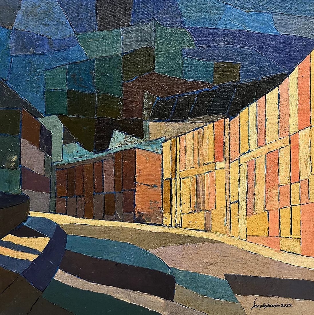 Oil painting Night city Serhiy Kovalev: Title: Oil painting Night city Serhiy Kovalev Description: No.Galler 70*** ABOUT THIS PAINTING **** TITLE: "Night city" - In the cities we live part two* ARTISTS: Serhiy Kovalev* SIZE: 75x75 cm/29.52x