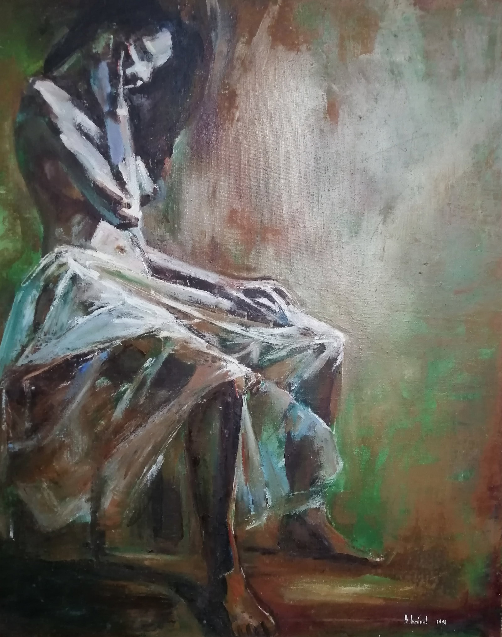 Oil painting Model Vadim Os'onov: Title: Oil painting Model Vadim Os'onov Description: 26AXE Painter: Os'onov Vadim S?ze: 100x80 cm/39,3x31,4 inch Components: oil, canvas Original painting CONDITION: exellent ERA: 1997 Vadim Os'o