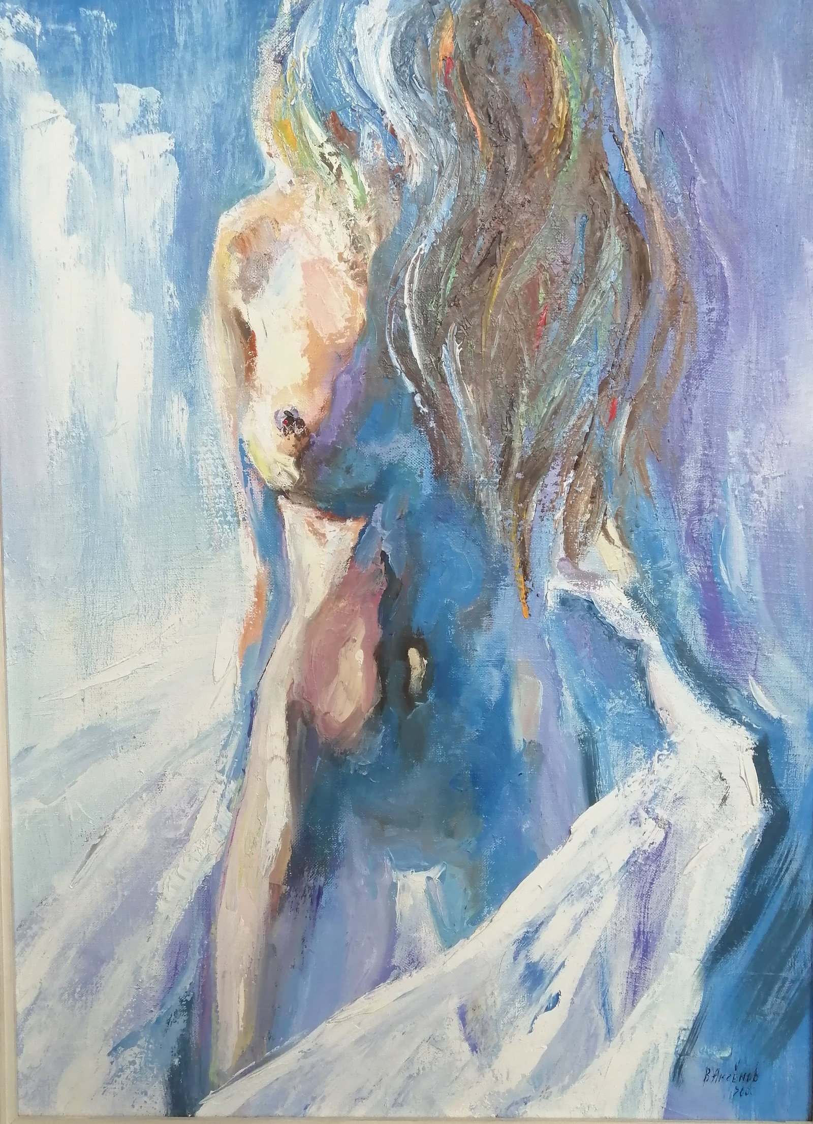 Oil painting Naked Vadim Os'onov: Title: Oil painting Naked Vadim Os'onov Description: 43AXE Painter: Os'onov Vadim S?ze: 70x55 cm/27.5x21.65 inch Components: oil, canvas Original painting CONDITION: exellent ERA: 2000 Vadim Os'onov -