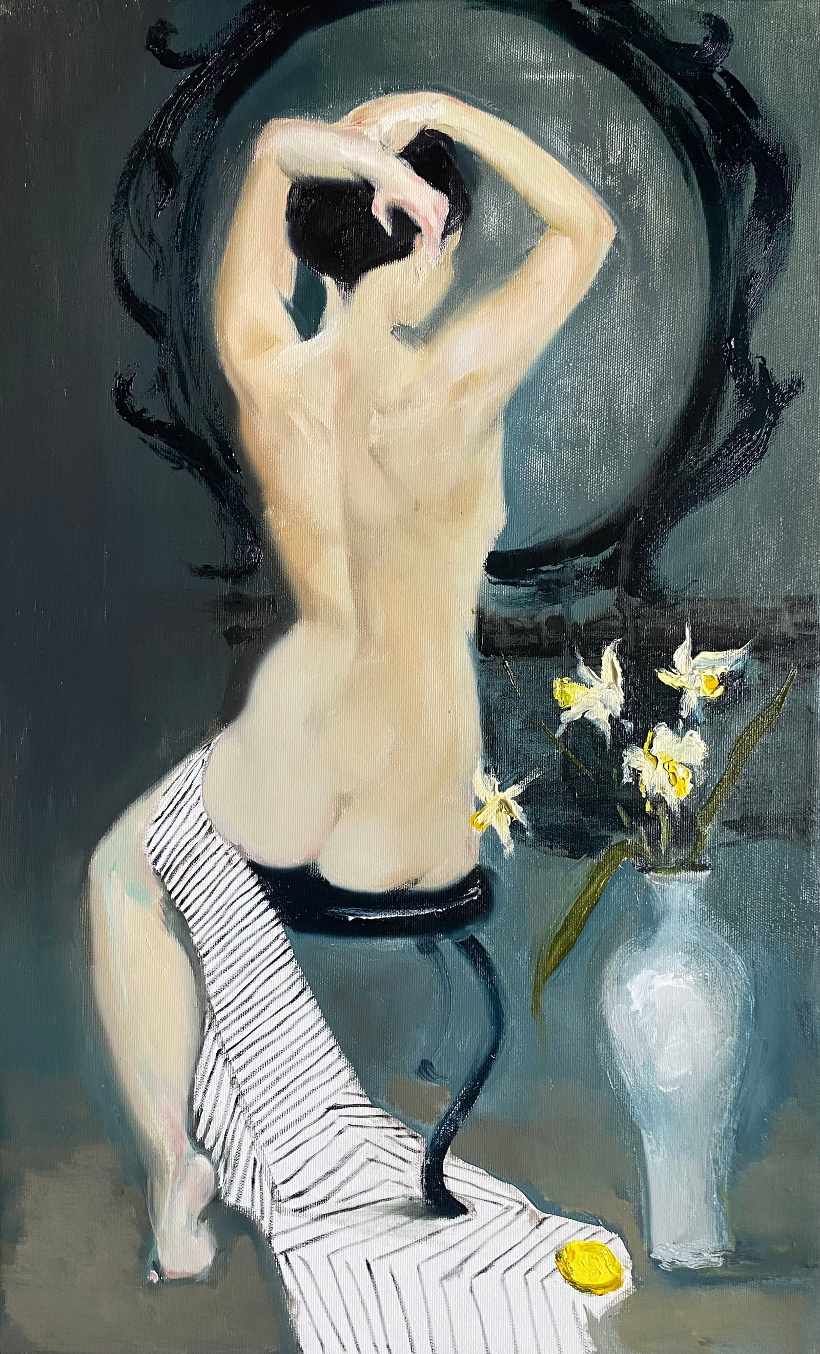 Oil painting Figure Woman Yulia D.: Title: Oil painting Figure Woman Yulia D. Description: 25YD Painter: Yulia D. S?ze: 65x40 cm/25.59x15.74 inches Components: oil, canvas Original painting from our collection ERA: 2025 Short