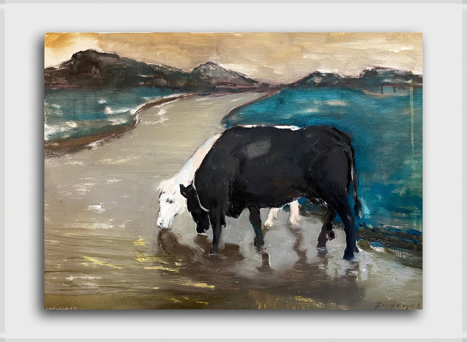 Oil painting Landscape Cow Yulia D. - 10