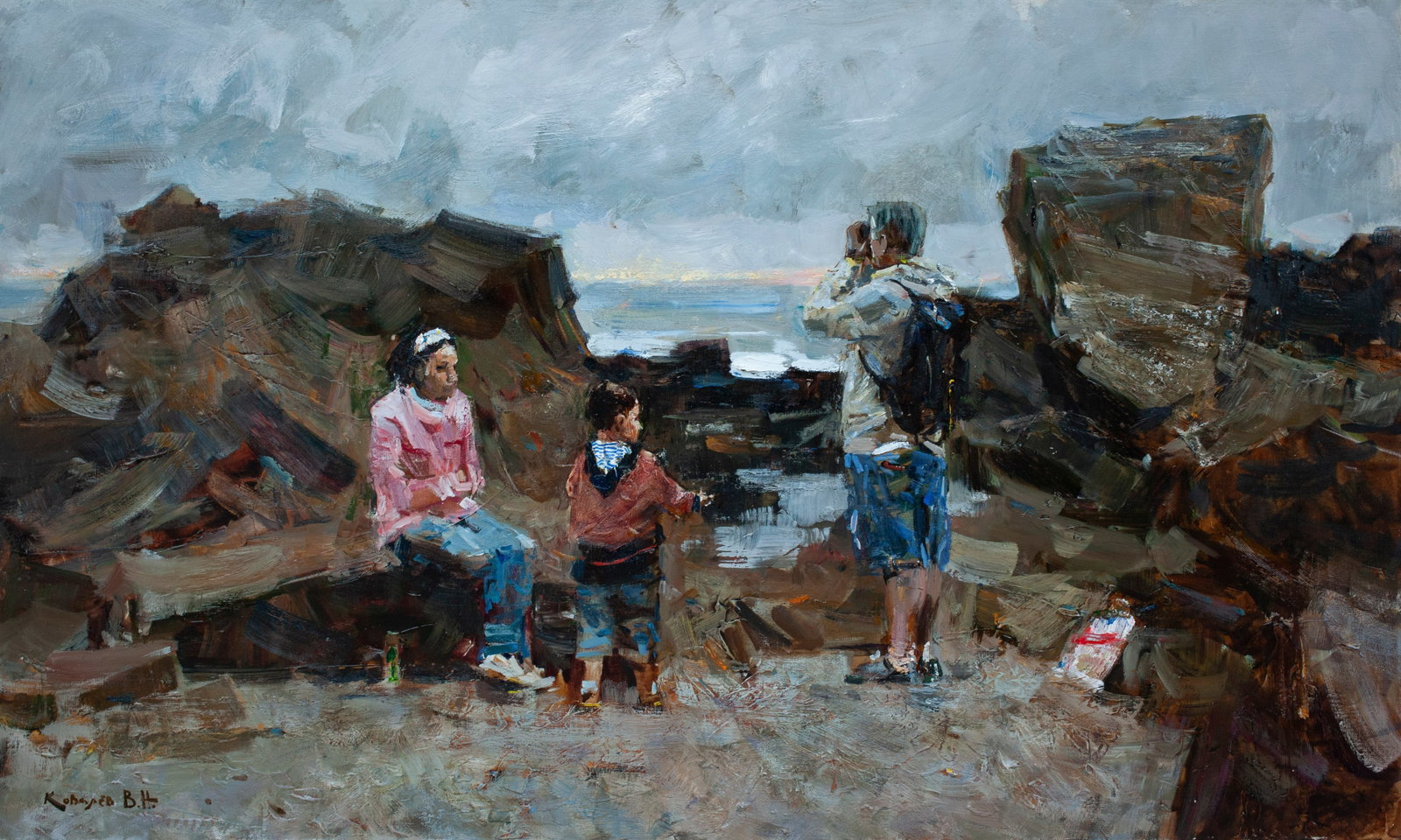 Oil painting Near the sea Ukrainian Artist: Title: Oil painting Near the sea Ukrainian Artist Description: 40KV Painter: Kovaliov V. S?ze: 60x100 cm/23.6x39.4 inches Components: oil, canvas Original painting from our collection ERA: 2012 Short 