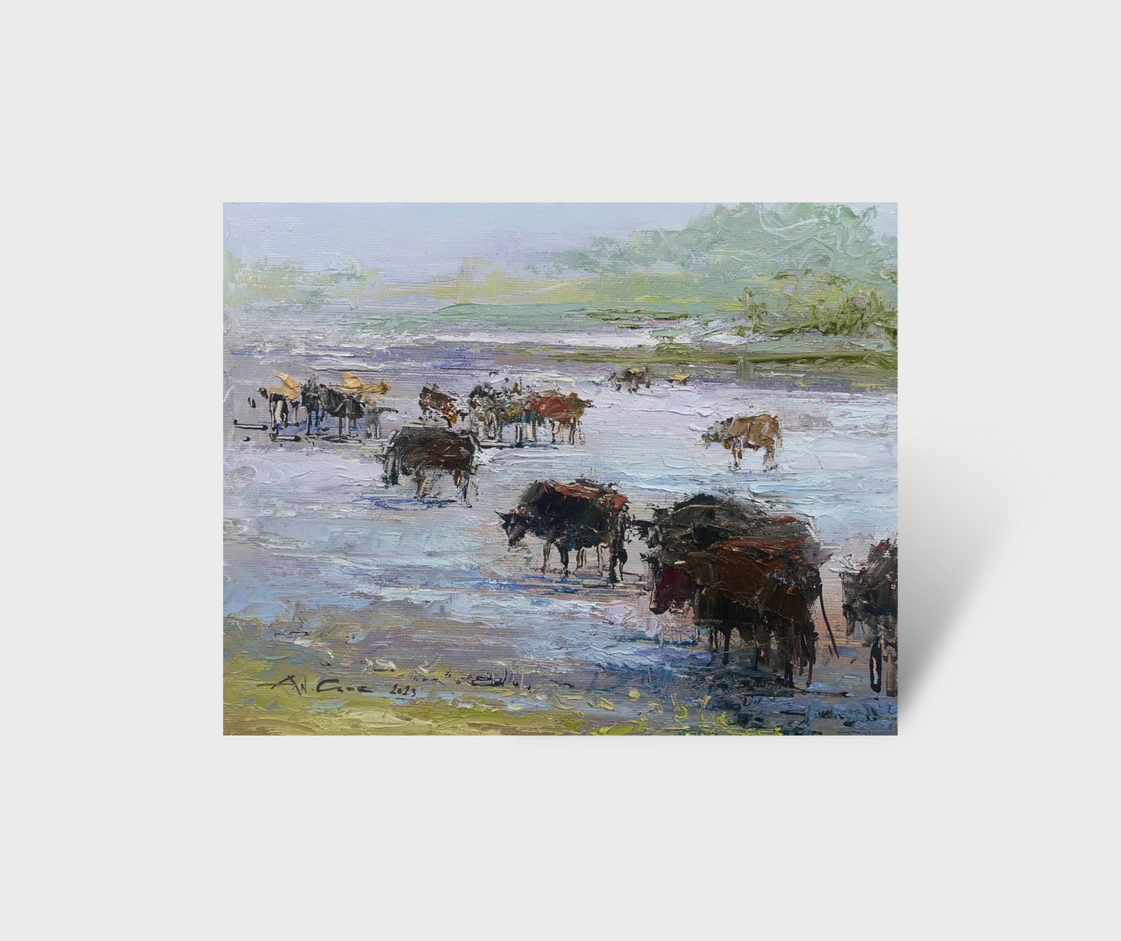 Oil painting Traveling in Georgia, Svaneti Andrii G. - 11