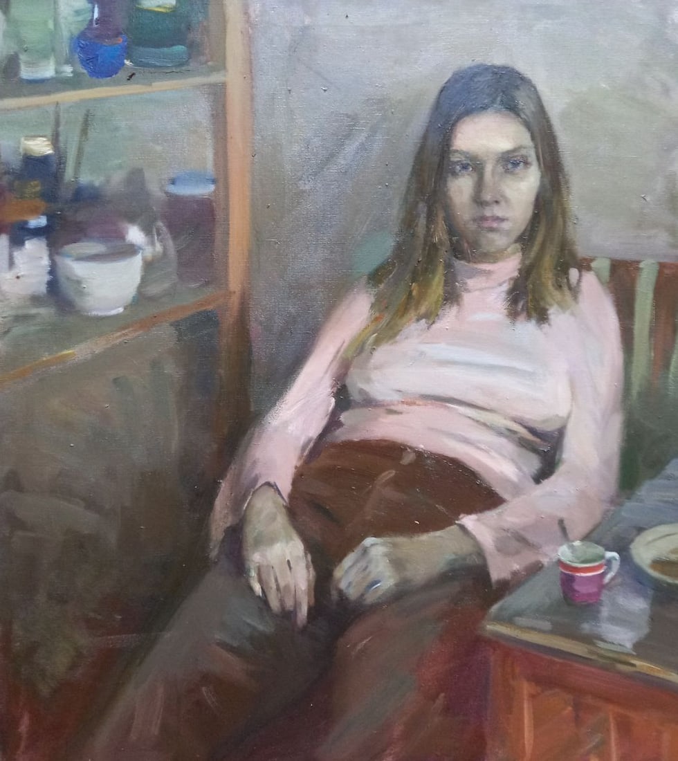 Oil painting Katya Alex Ditriev: Title: Oil painting Katya Alex Ditriev Description: 102AD Painter: Alex Ditriev S?ze:80x90 cm/31.5x35.4 inches Components: oil, canvas Original painting from our collection ERA: Short information: Ale
