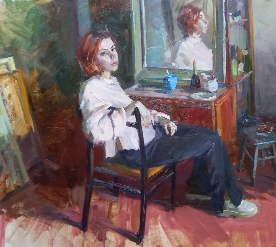 Oil painting Irina Alex Ditriev: Title: Oil painting Irina Alex Ditriev Description: 104AD Painter: Alex Ditriev S?ze: 90x81 cm/35.4x31.9 inches Components: oil, canvas Original painting from our collection ERA: Short information: Al