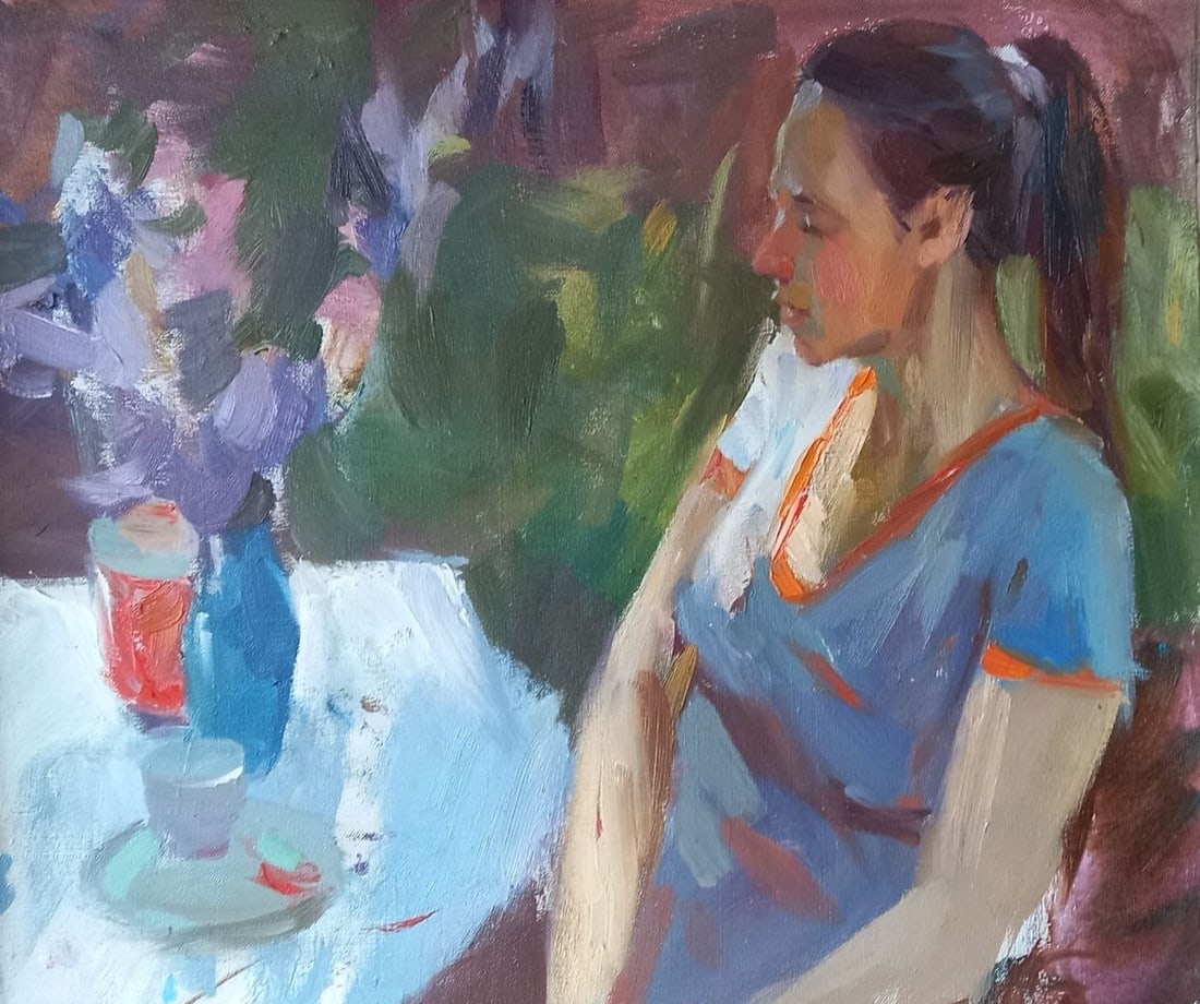 Oil painting Tatiana Alex Ditriev: Title: Oil painting Tatiana Alex Ditriev Description: 137AD Painter: Alex Ditriev S?ze: 55x48 cm/21.7x18.9 inches Components: oil, canvas Original painting from our collection ERA: Short information: 