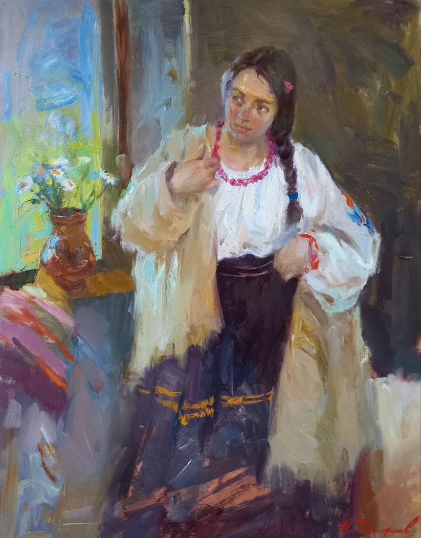 Oil painting Dinner Alex Ditriev: Title: Oil painting Dinner Alex Ditriev Description: 218AD Painter: Alex Ditriev S?ze: 70x90 cm/ 27.6x35.4 inches Components: oil, canvas Original painting from our collection ERA: Short information: 