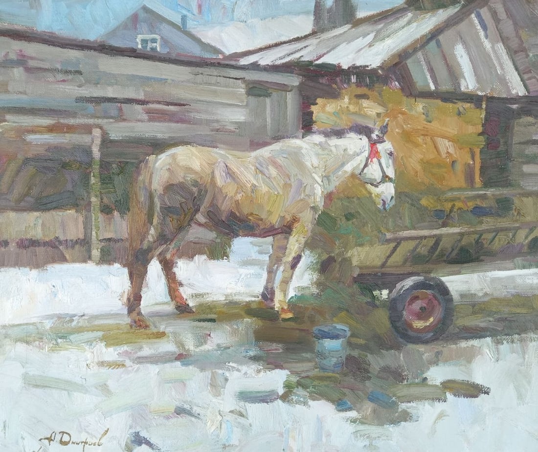 Oil painting Horse Alex Ditriev: Title: Oil painting Horse Alex Ditriev Description: 330AD Painter: Alex Ditriev S?ze: 72x60 cm/ 28,3x23,6 inches Components: oil, canvas Original painting from our collection ERA: modern painting Shor