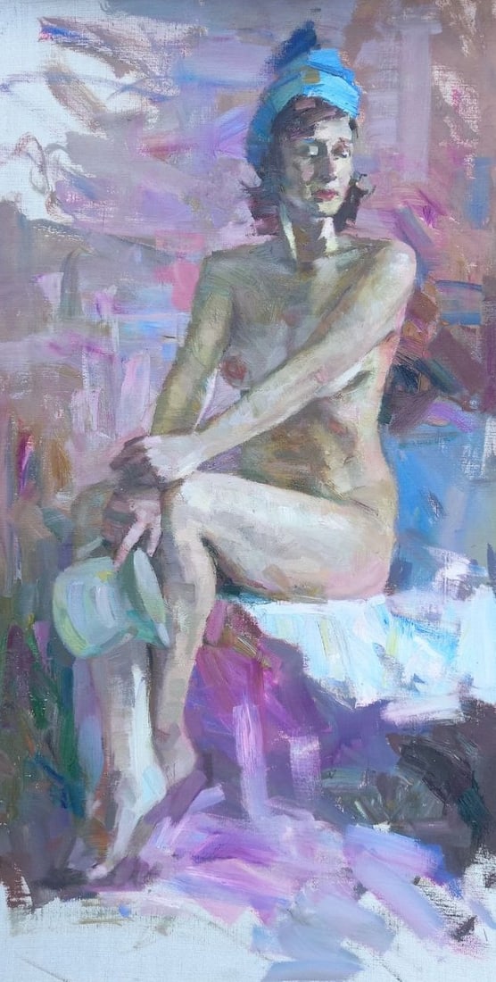 Oil painting Figure with a jug Alex Ditriev: Title: Oil painting Figure with a jug Alex Ditriev Description: 349AD Painter: Alex Ditriev S?ze: 94x45 cm/ 37.0x17.7 inches Components: oil, canvas Original painting from our collection ERA: Short in
