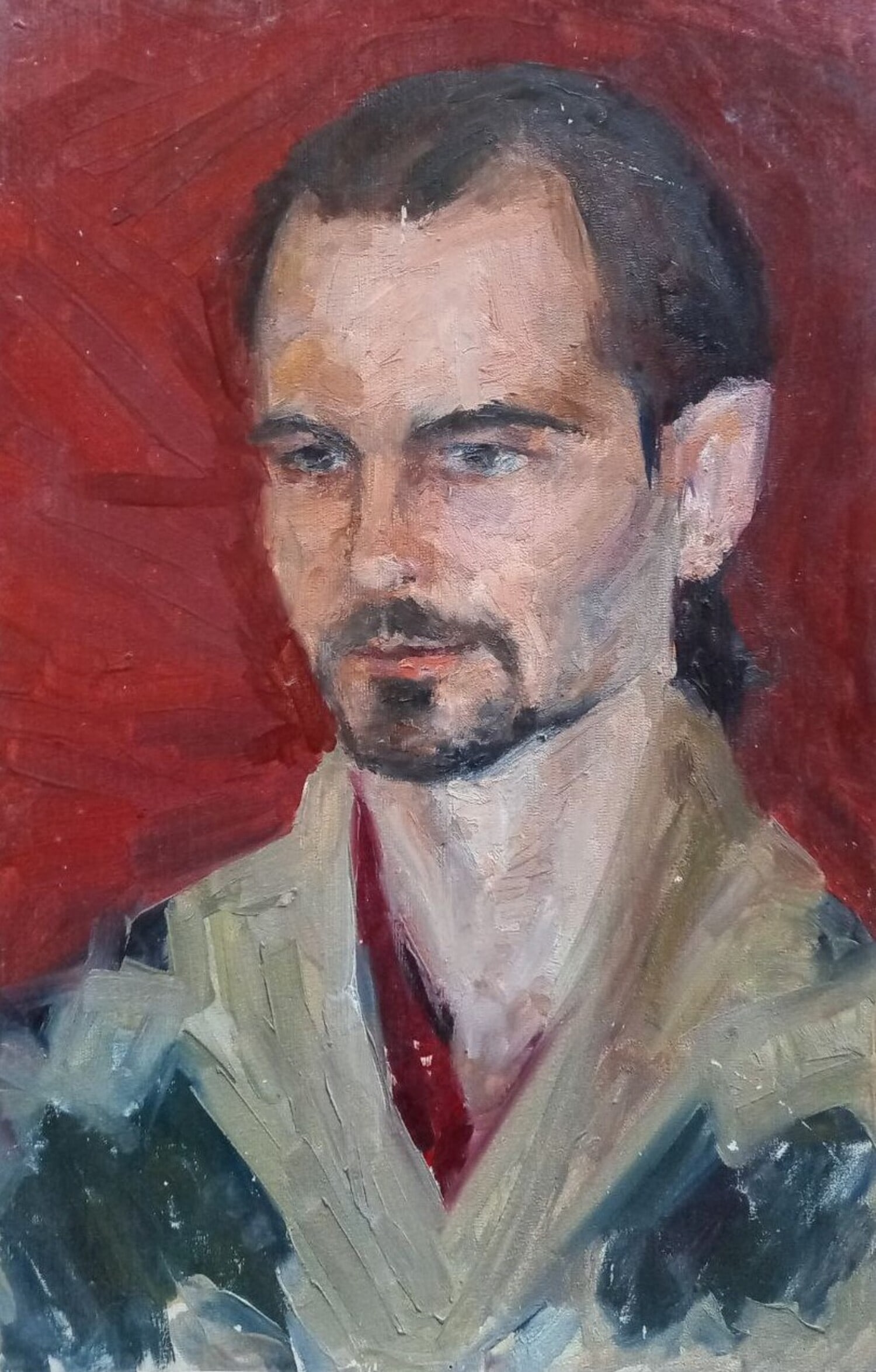 Oil painting Portrait of a student Alex Ditriev: Title: Oil painting Portrait of a student Alex Ditriev Description: 440AD Painter: Alex Ditriev S?ze: 31x47 cm/ 12.20x18.50 inches Components: oil, cardboard Original painting from our collection
