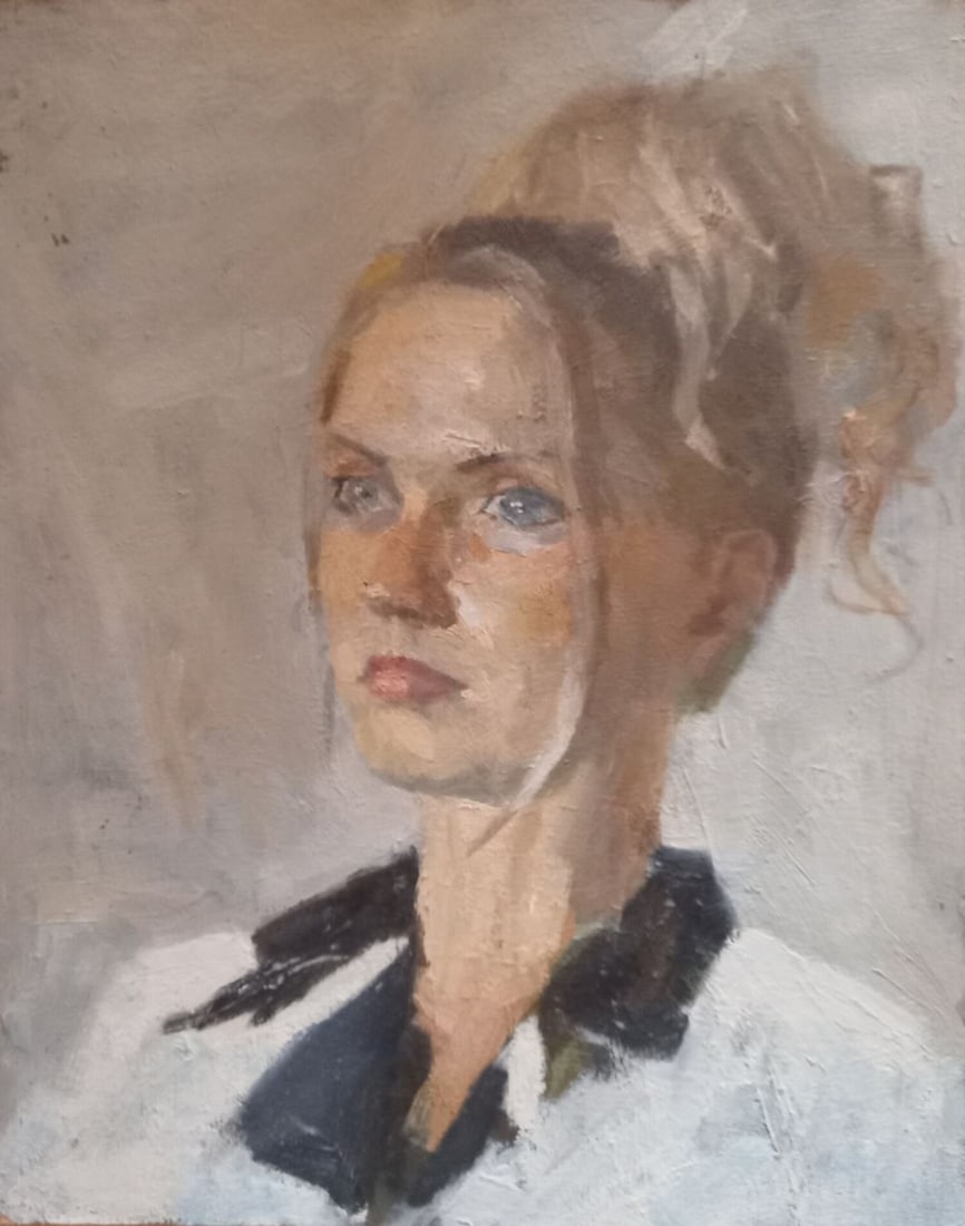 Oil painting Svetlana Alex Ditriev: Title: Oil painting Svetlana Alex Ditriev Description: 450AD Painter: Alex Ditriev S?ze: 46x38 cm/ 18.11x14.96 inches Components: oil, cardboard Original painting from our collection ERA: Short inform