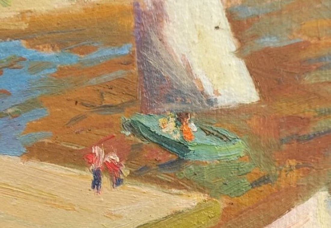 Oil painting Yachts on the river Alex Ditriev - 2