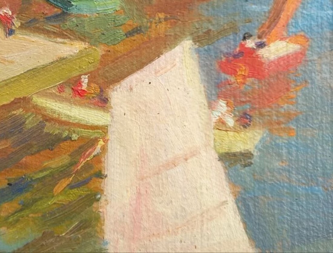 Oil painting Yachts on the river Alex Ditriev - 3