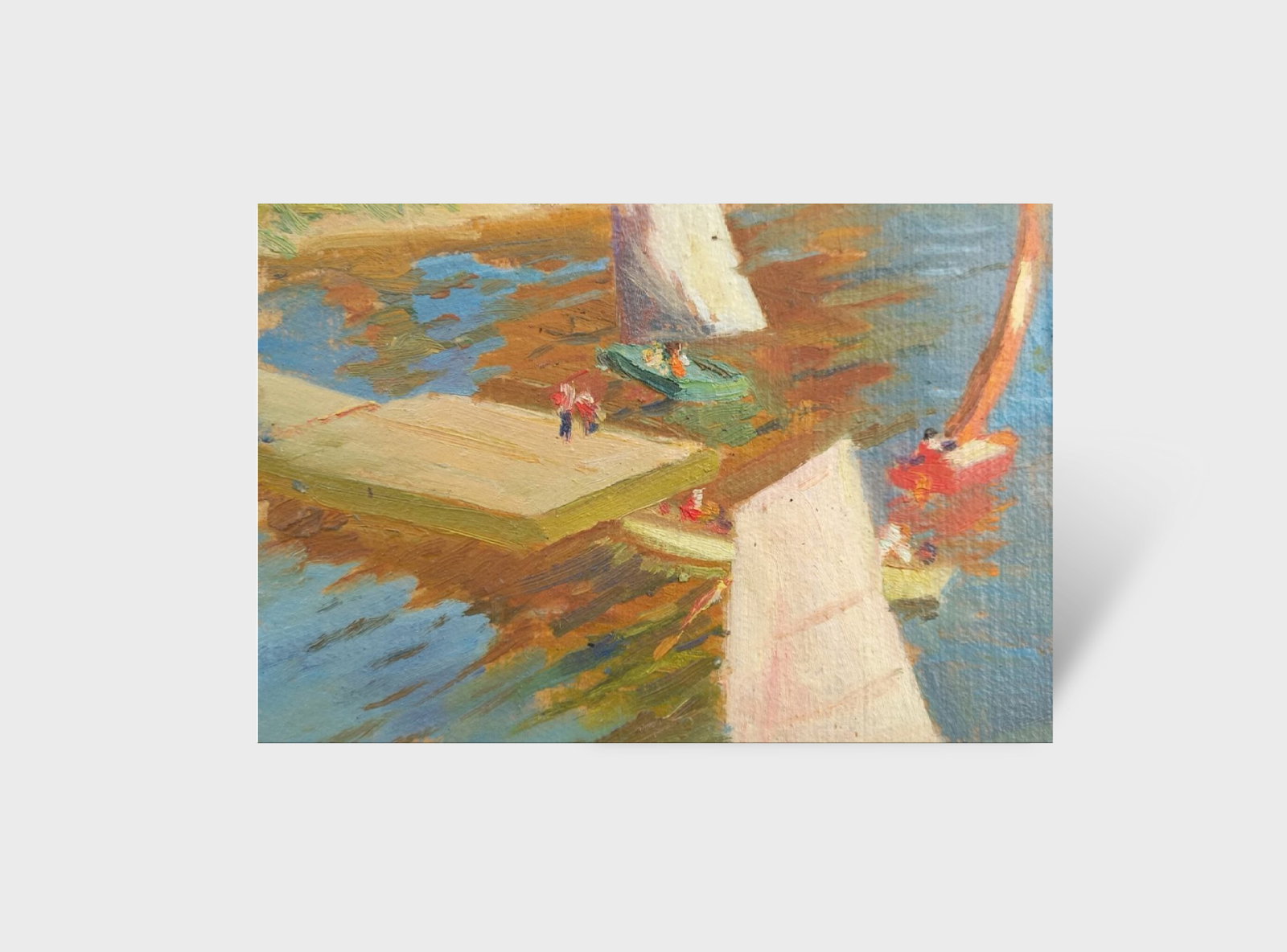 Oil painting Yachts on the river Alex Ditriev - 6