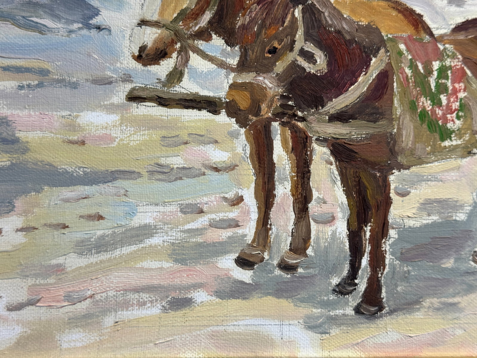 Oil painting with frame In the park. Horses K. Leonid - 5