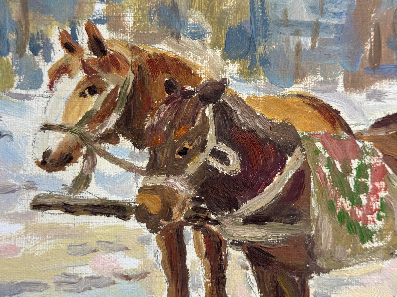 Oil painting with frame In the park. Horses K. Leonid - 7