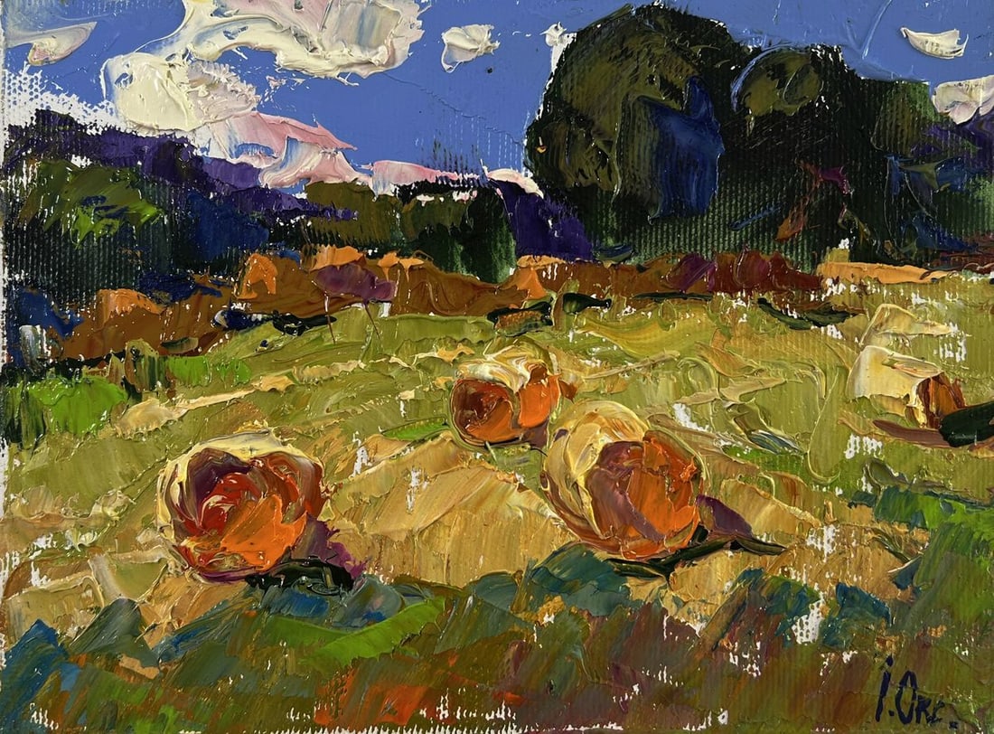 Oil painting Haystacks in a field Oksana Ivanyuk - 3