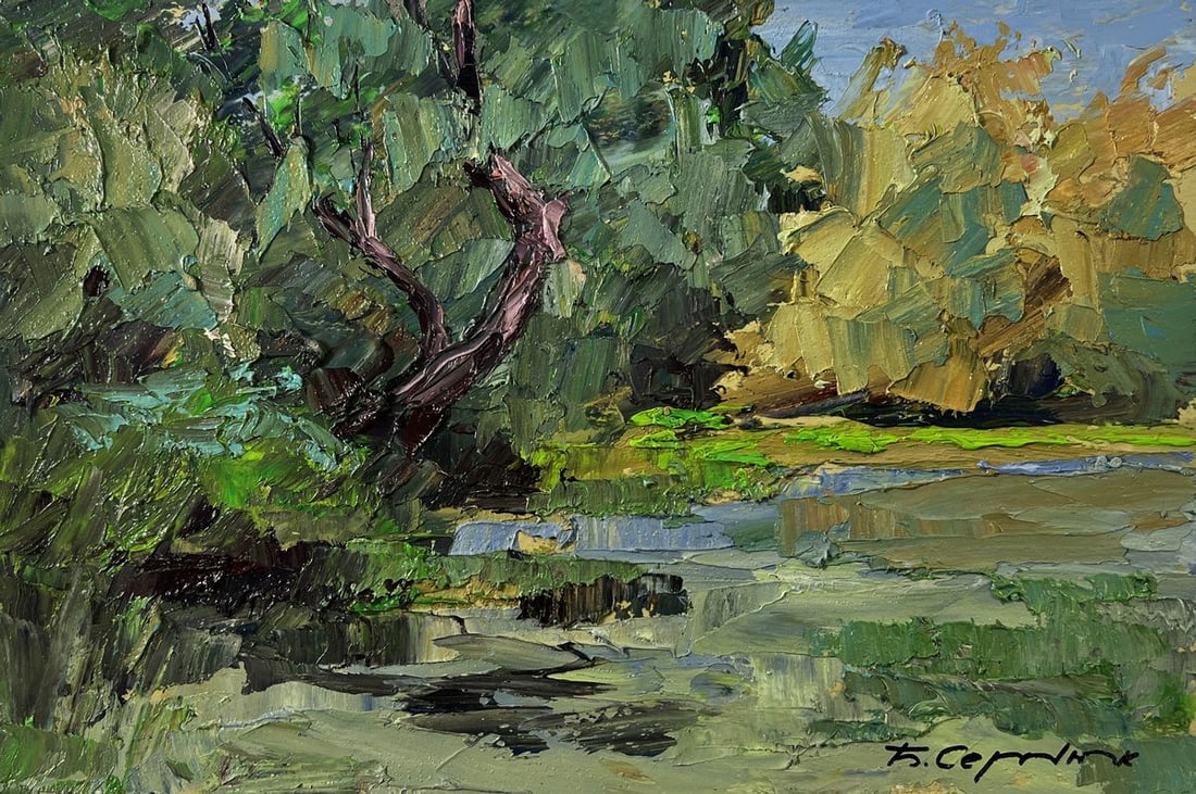 Oil painting Trees above the river Boris Serdyuk - 3