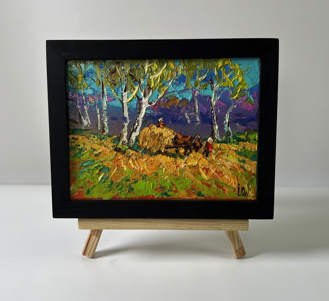 Oil painting The Road Home Oleksiy Ivanyuk: Title: Oil painting The Road Home Oleksiy Ivanyuk Description: AAA5797The Oil painting Canvas titled "The Road Home" captures a vivid and emotionally resonant moment of rural life, where the landscape
