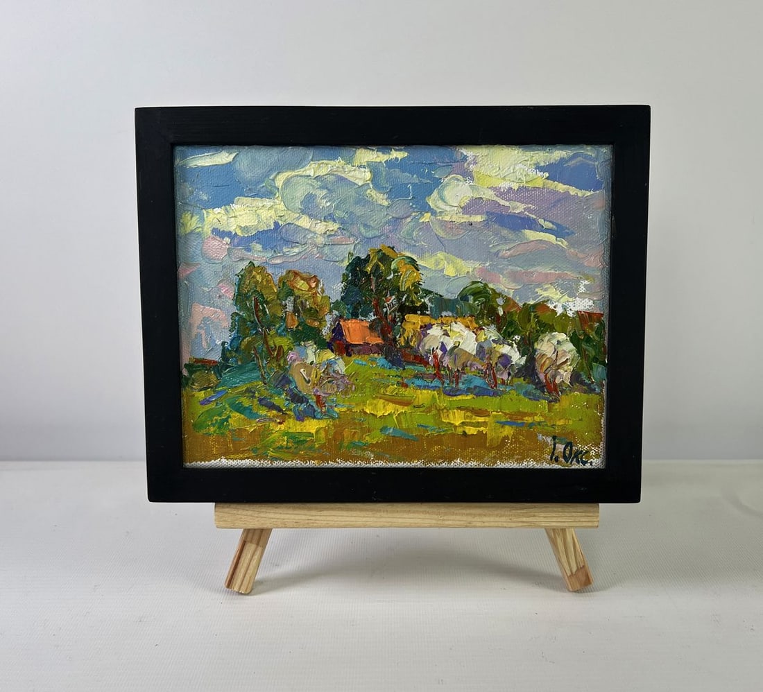 Oil painting Clouds drifting in the sky Oksana Ivanyuk: Title: Oil painting Clouds drifting in the sky Oksana Ivanyuk Description: AAA5381The Oil painting on Canvas titled "Clouds drifting in the sky" presents a vivid and emotionally resonant portrayal of