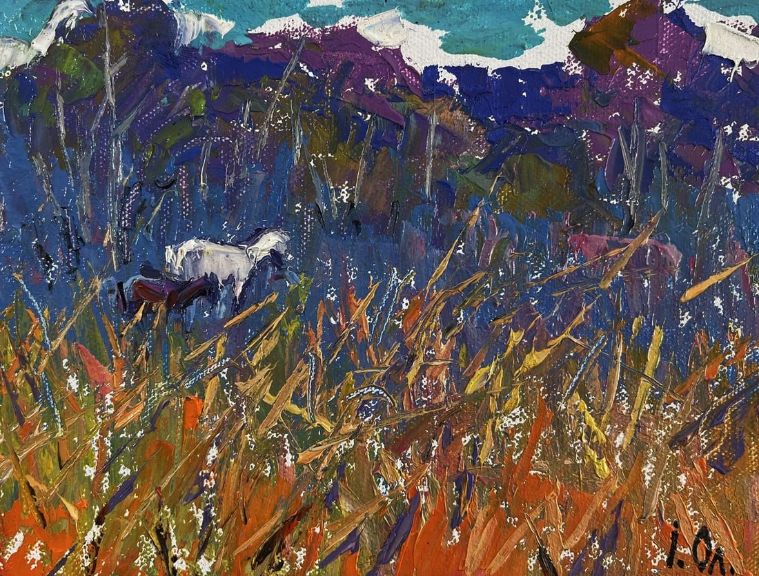 Oil painting Fresh air and birds singing in the meadow Oleksiy Ivanyuk - 3
