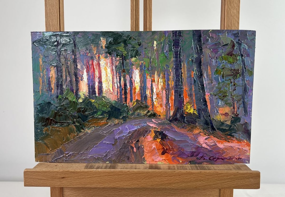 Oil painting Summer morning at sunrise Boris Serdyuk: Title: Oil painting Summer morning at sunrise Boris Serdyuk Description: AAA4765The oil painting on Cardboard titled "Summer Morning at Sunrise" captures the magical moment when the first rays of sunl