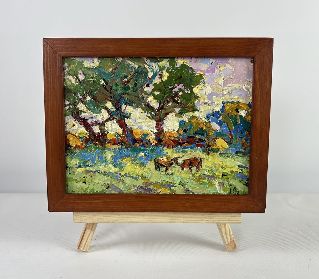 Oil painting Warmth in the heart of the heat Alex Kalenyuk: Title: Oil painting Warmth in the heart of the heat Alex Kalenyuk Description: AAA5119The oil painting on Cardboard titled "Warmth in the Heart of the Heat" immerses the viewer in a sun-drenched