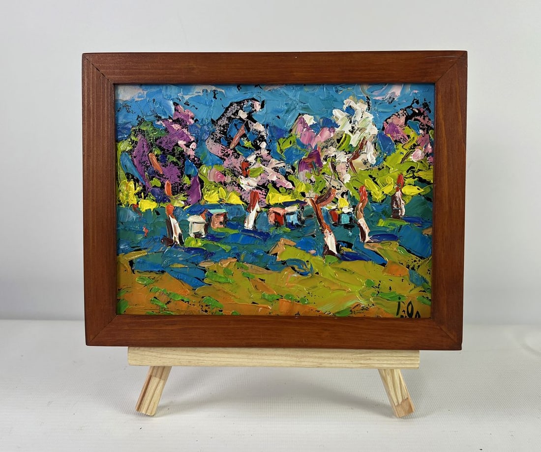 Oil painting Spring is on the doorstep Alex Kalenyuk: Title: Oil painting Spring is on the doorstep Alex Kalenyuk Description: AAA5142The oil painting on Cardboard titled "Spring is on the Doorstep" bursts forth with jubilant energy and an exuberant