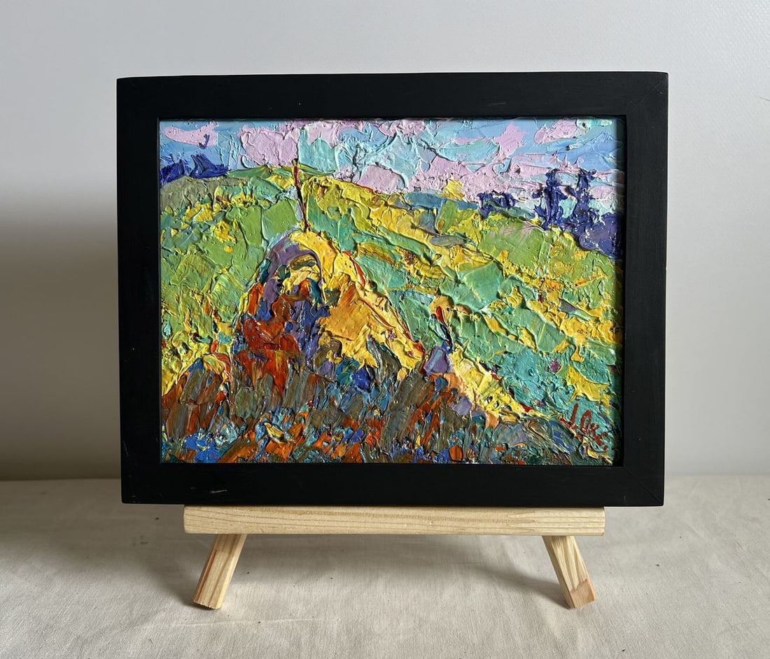 Oil painting Flowering meadows Oksana Kalenyuk: Title: Oil painting Flowering meadows Oksana Kalenyuk Description: AAA3947This oil painting cardboard, titled "Flowering meadows", the composition is filled with movement, color, and energy, evoking t