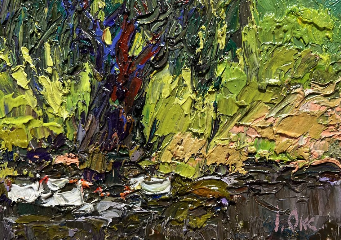 Oil painting The ducks hid near the tree Oksana Kalenyuk - 9