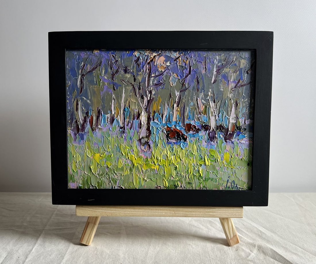 Oil painting Early spring and the meadows are in bloom Alex Kalenyuk: Title: Oil painting Early spring and the meadows are in bloom Alex Kalenyuk Description: AAA3992This oil painting cardboard, titled "Early spring and the meadows are in bloom", the interplay of fresh 