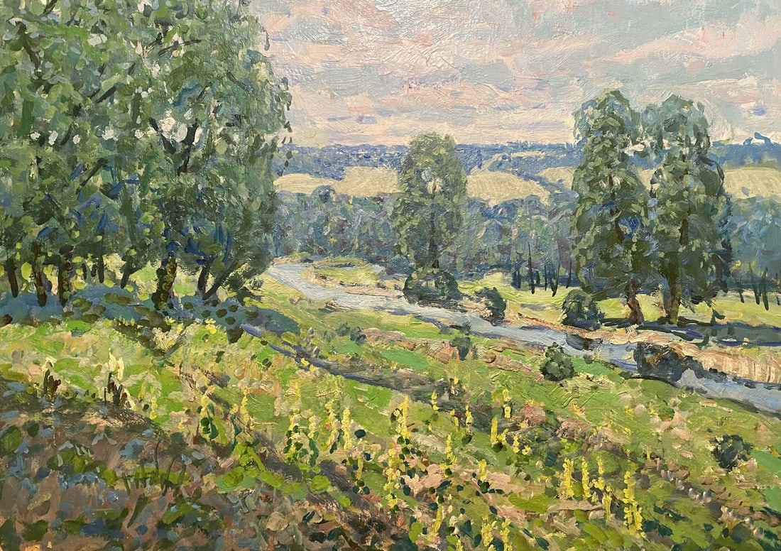 Oil painting Glade Georgy Kolosovsky: Title: Oil painting Glade Georgy Kolosovsky Description: GS 365*** ABOUT THIS PAINTING **** TITLE: "Glade"* ARTISTS: Georgy Kolosovsky* SIZE: 50x70 cm/'19.68x27.55 inches'* MEDIUM: oil, cardboard* HAN