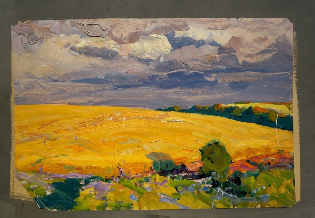 Oil painting Field landscape Kolosovsky Georgy Sergeevich: Title: Oil painting Field landscape Kolosovsky Georgy Sergeevich Description: Verns 595 *** ABOUT THIS PAINTING *** * TITLE: "Field landscape" * ARTISTS: Kolosovsky Georgy Sergeevich * SIZE: 40x57 cm/