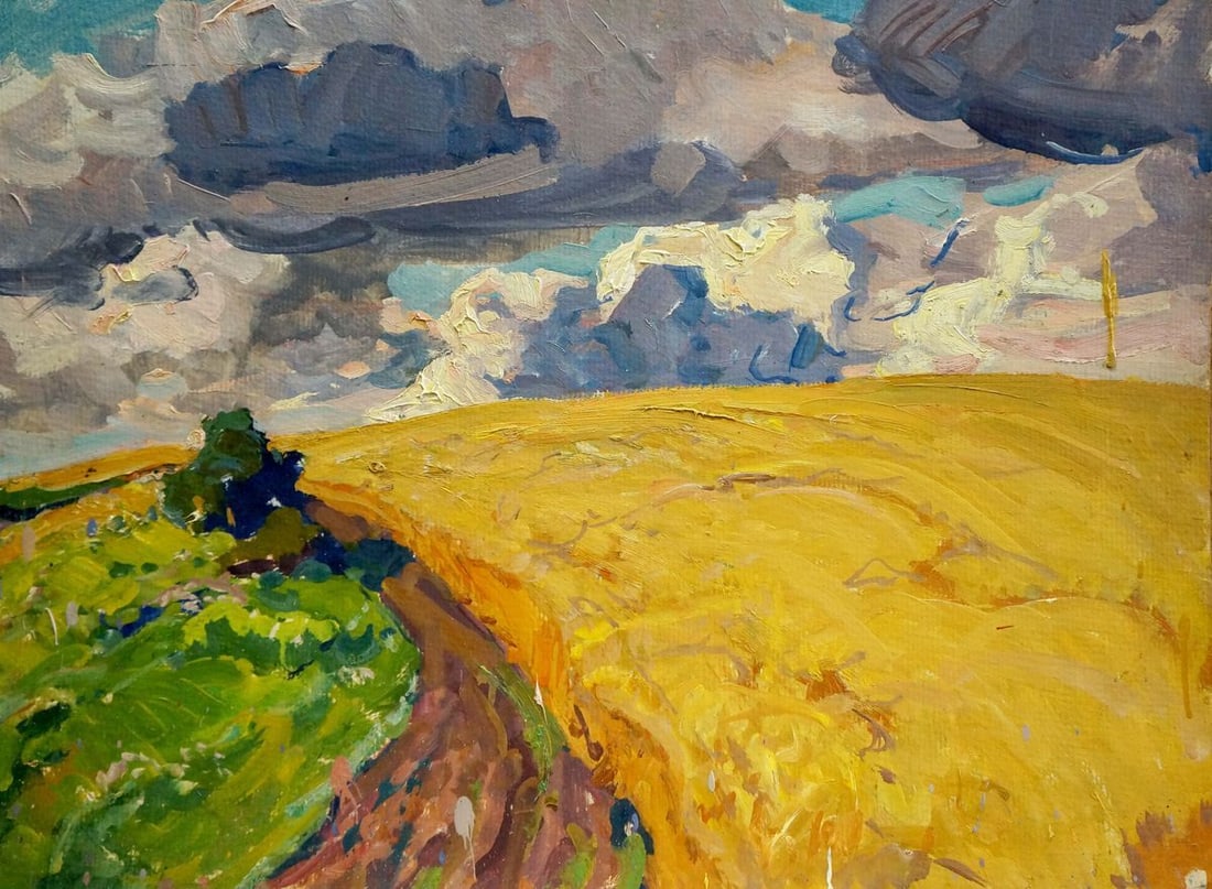Oil painting Before the rain Kolosovsky Georgy Sergeevich: Title: Oil painting Before the rain Kolosovsky Georgy Sergeevich Description: Verns 621 *** ABOUT THIS PAINTING *** * TITLE: "Before the rain" * ARTISTS: Kolosovsky Georgy Sergeevich * SIZE: 44x59 cm/