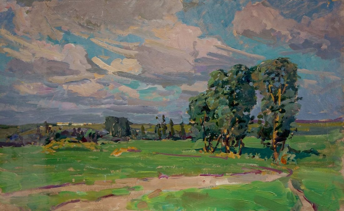 Oil painting Summer landscape Fomin Anatoly Nikiforovich: Title: Oil painting Summer landscape Fomin Anatoly Nikiforovich Description: Verns 642 *** ABOUT THIS PAINTING *** * TITLE: "Summer landscape" * ARTISTS: Fomin Anatoly Nikiforovich * SIZE: 50x79 cm/'1