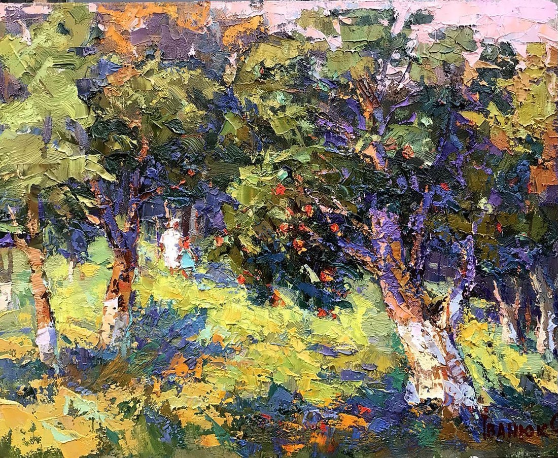Oil painting In the summer garden Kalenyuk Oksana (1 of 4)