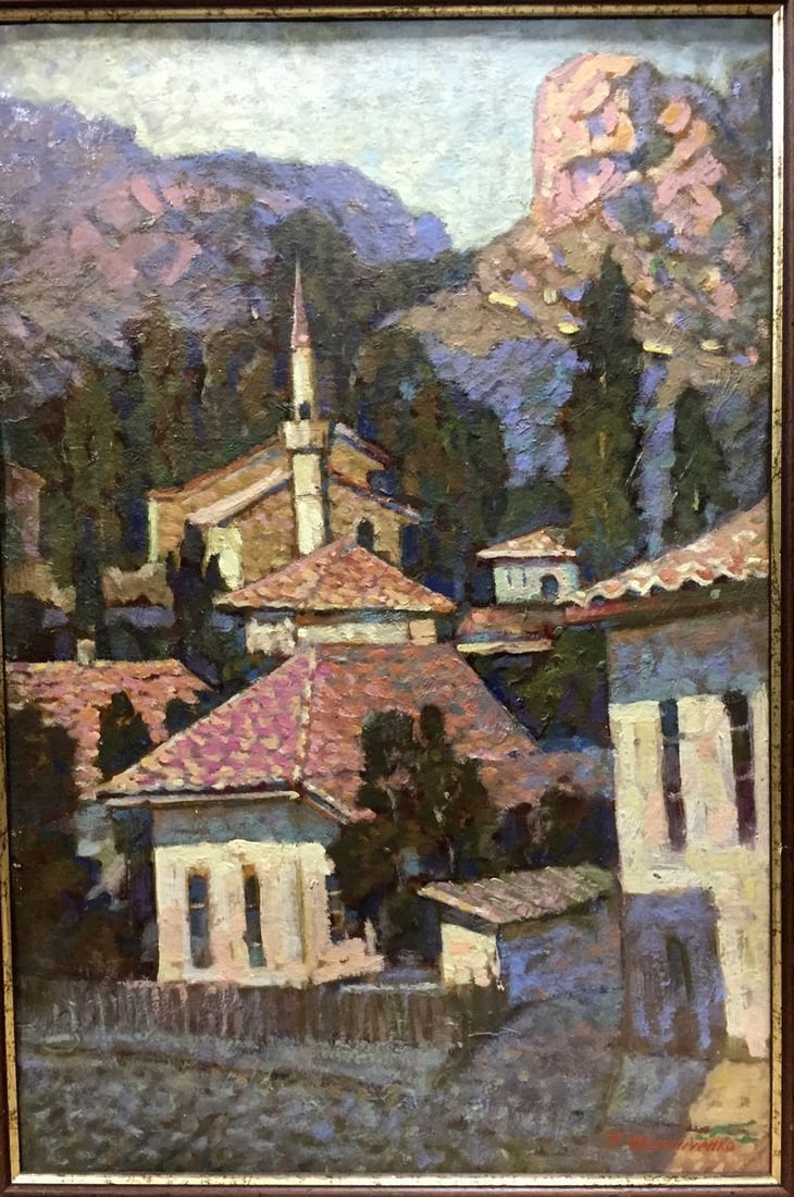 Oil painting Settlement Miroshnichenko Pavel Petrovich: Title: Oil painting Settlement Miroshnichenko Pavel Petrovich Description: Vern 27 *** ABOUT THIS PAINTING *** * TITLE: "Settlement" * ARTISTS: Miroshnichenko Pavel Petrovich * SIZE: 66x45 cm/'25.98x1