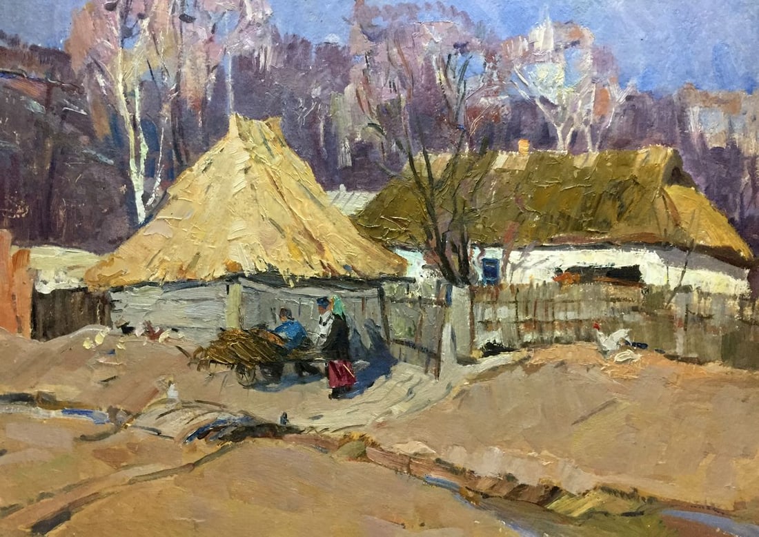Oil painting Ukrainian houses Petrov Georgy Petrovich: Title: Oil painting Ukrainian houses Petrov Georgy Petrovich Description: Vern 34 *** ABOUT THIS PAINTING *** * TITLE: "Ukrainian houses" * ARTISTS: Petrov Georgy Petrovich * SIZE: 50x69.5 cm/'19.68x2