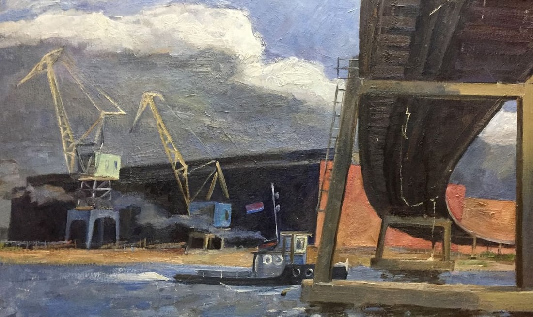 Oil painting Harbor Semenov Alexander Ivanovich: Title: Oil painting Harbor Semenov Alexander Ivanovich Description: Vern 42 *** ABOUT THIS PAINTING *** * TITLE: "Harbor" * ARTISTS: Semenov Alexander Ivanovich * SIZE: 48x80 cm/'18.89x31.49 inches'