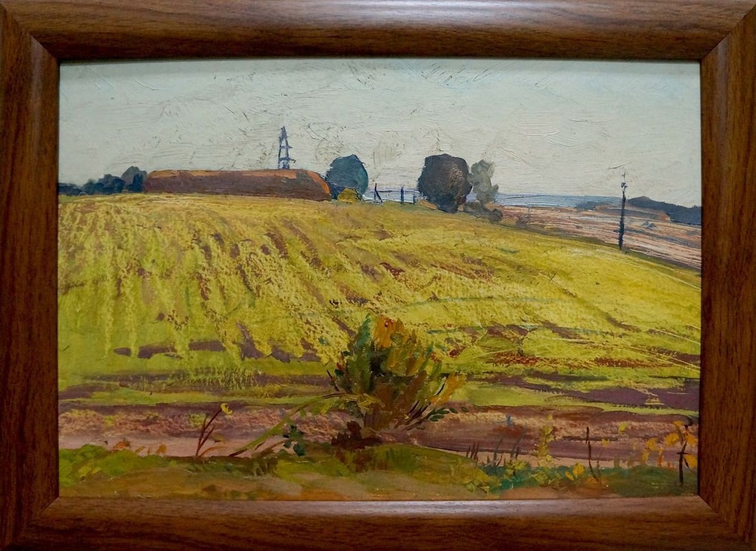 Oil painting Landscape of fields: Title: Oil painting Landscape of fields Description: Vern 1493 *** ABOUT THIS PAINTING *** * TITLE: "Landscape of fields" * ARTISTS: Unknown artist * SIZE: 34x50 cm/'13.38x19.68 inches', frame size: 4