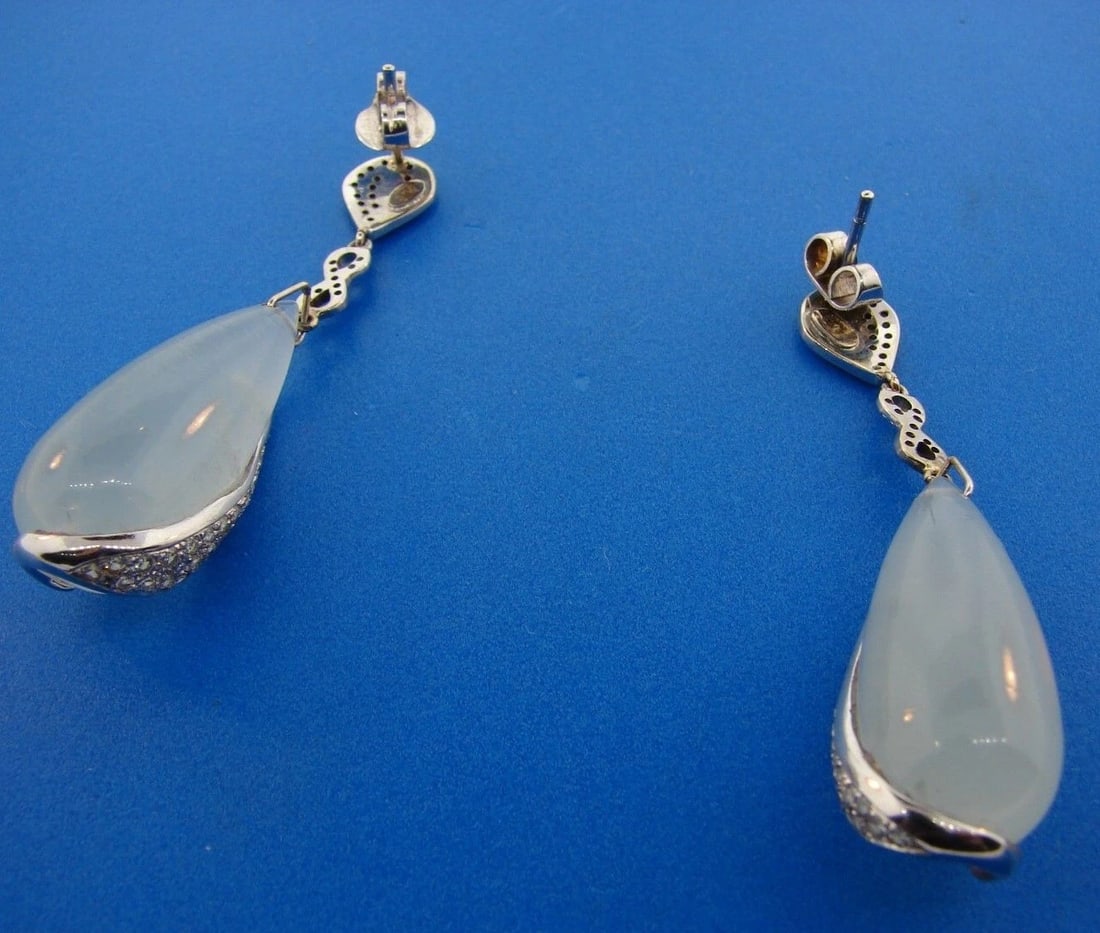 CHIC Suzanne Wilson 18k White Gold, Diamond & Chrysophrase Necklace & Earrings - 6