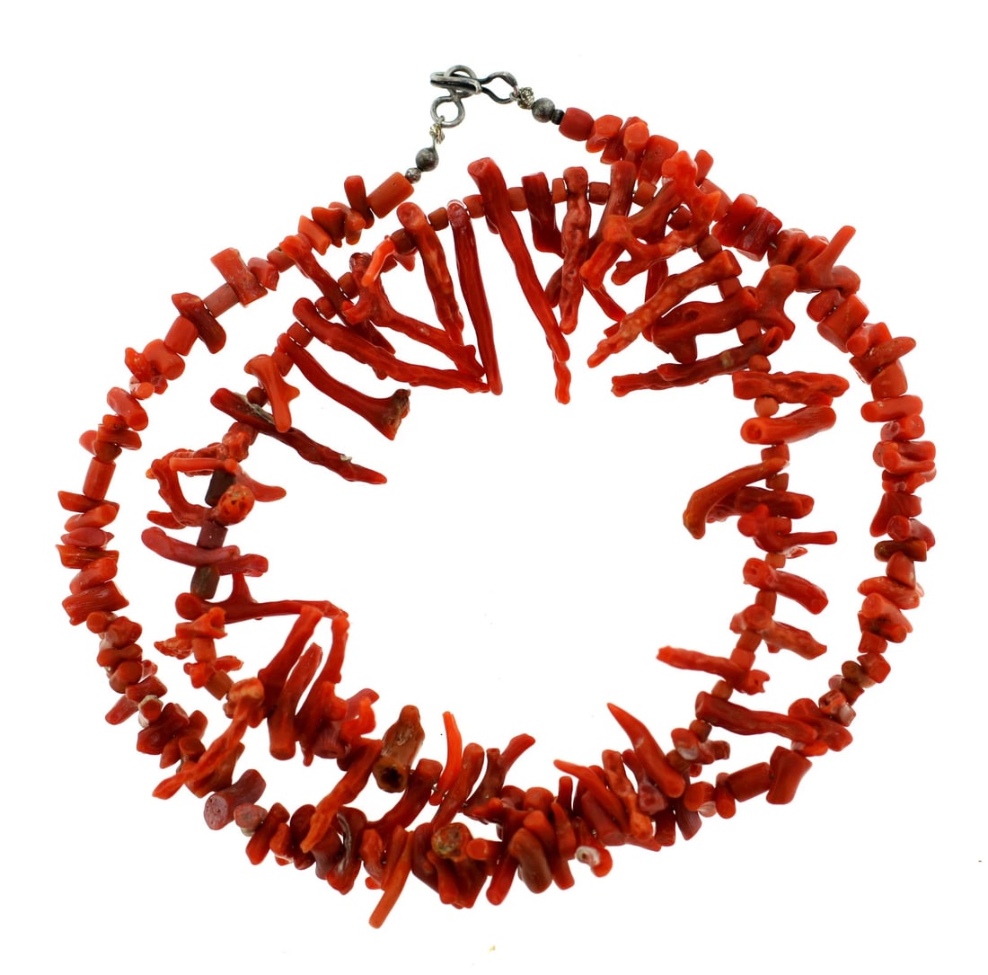 CORAL BRANCHES NECKLACE VINTAGE C.1960 STRAND GORGEOUS COLOR - 3